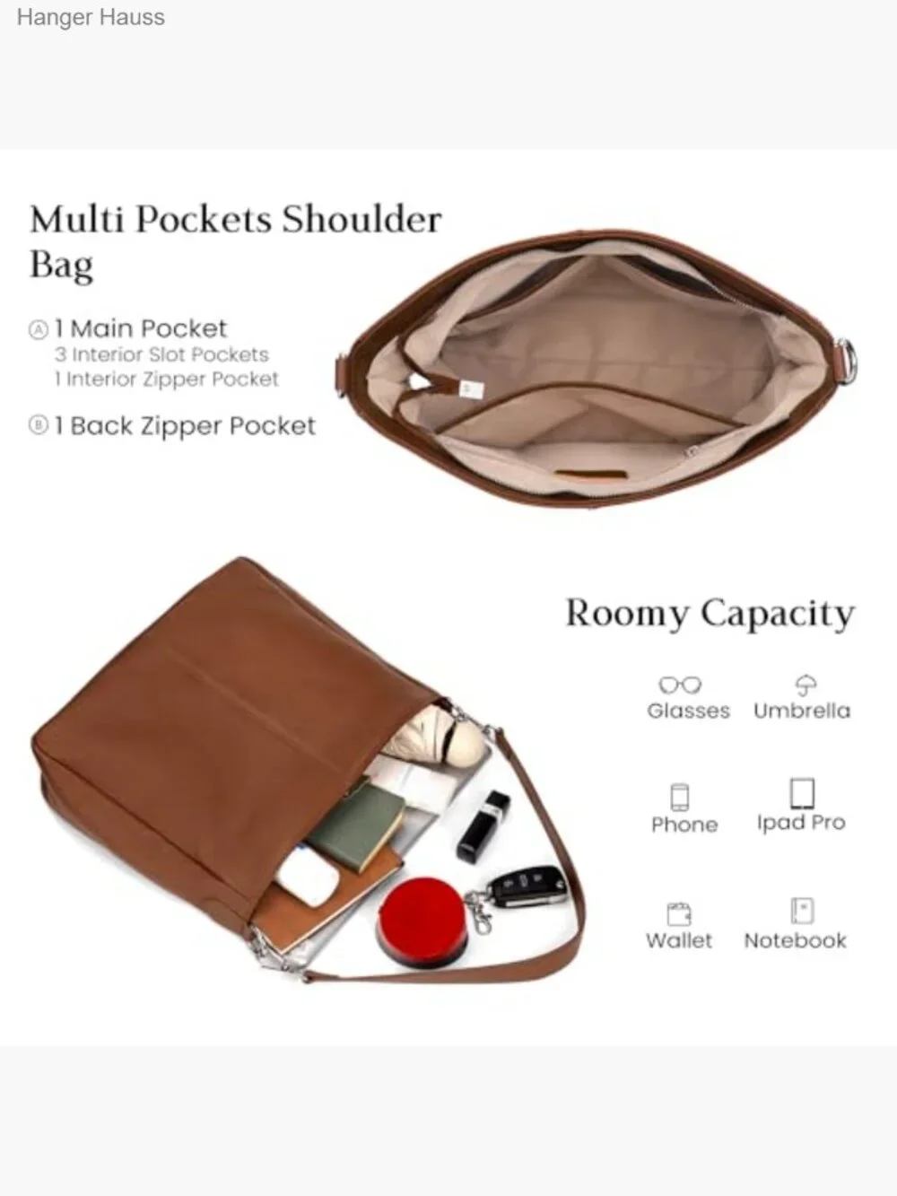 Genuine Leather Hobo Bag Crossbody Shoulder Purse Handbag
